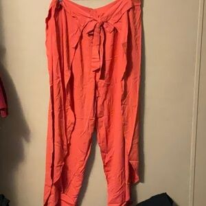 Forever 21 Bright Coral Wide Leg Pants